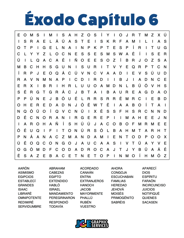 Sopa de Letras - Éxodo Cápitulo 6