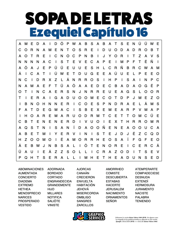 Sopa de Letras - Ezequiel Cápitulo 16