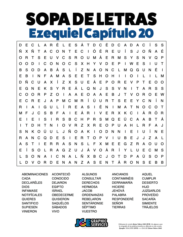 Sopa de Letras - Ezequiel Cápitulo 20
