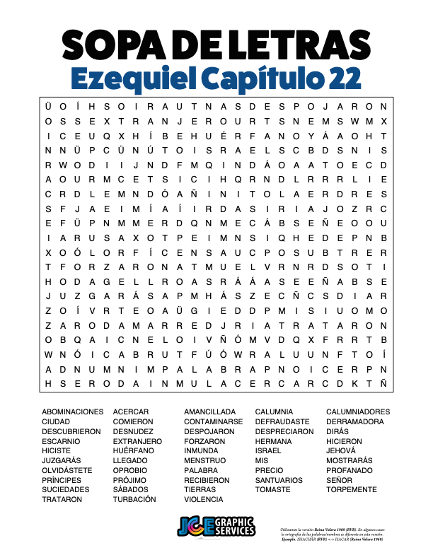 Sopa de Letras - Ezequiel Cápitulo 22