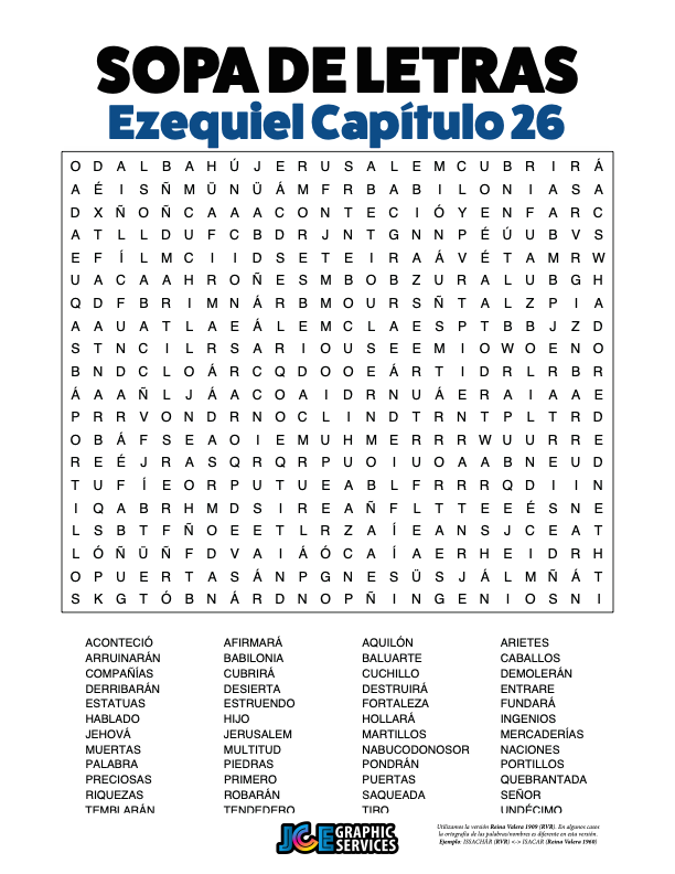 Sopa de Letras - Ezequiel Cápitulo 26