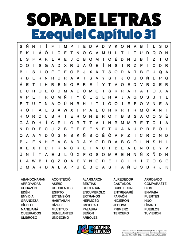 Sopa de Letras - Ezequiel Cápitulo 31