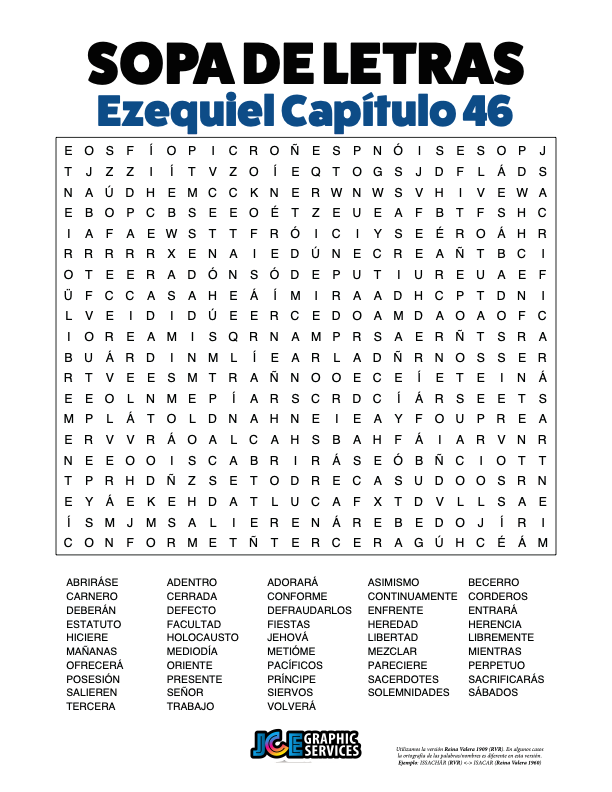 Sopa de Letras - Ezequiel Cápitulo 46