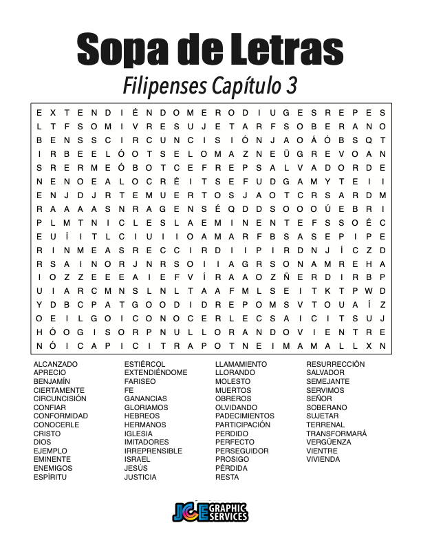 Sopa de Letras - Filipenses Cápitulo 3