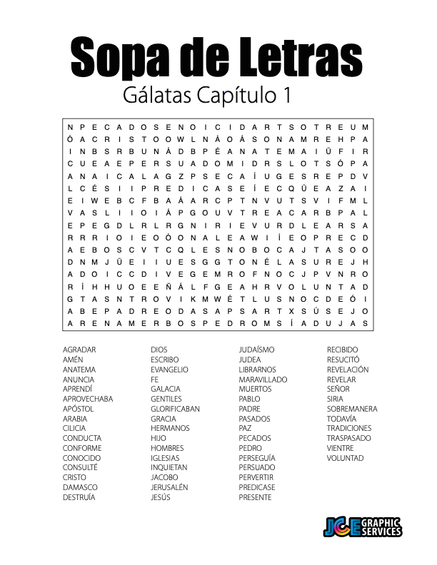 Sopa de Letras - Gálatas Cápitulo 1