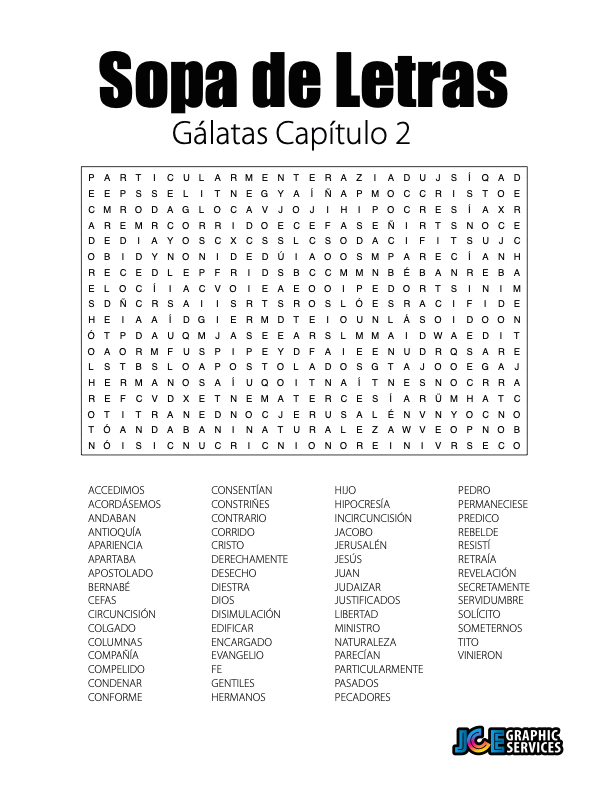 Sopa de Letras - Gálatas Cápitulo 2