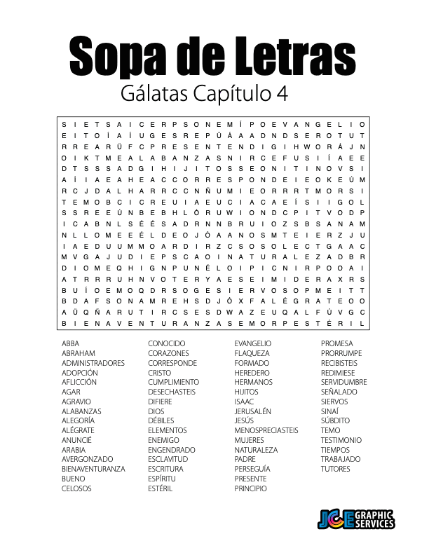 Sopa de Letras - Gálatas Cápitulo 4
