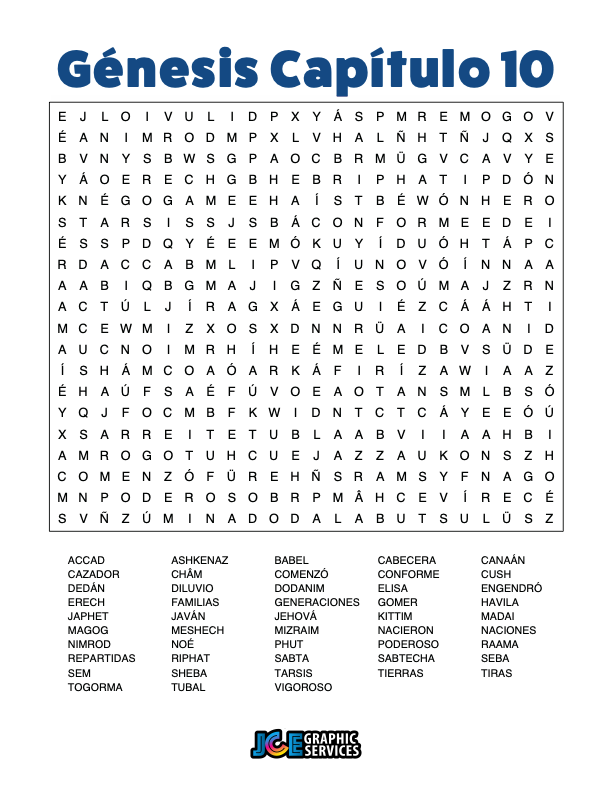 Sopa de Letras - Génesis Cápitulo 10