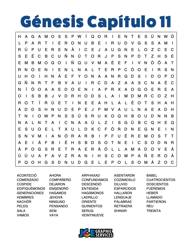 Sopa de Letras - Génesis Cápitulo 11