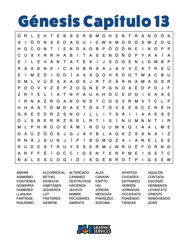Sopa de Letras - Génesis Cápitulo 13
