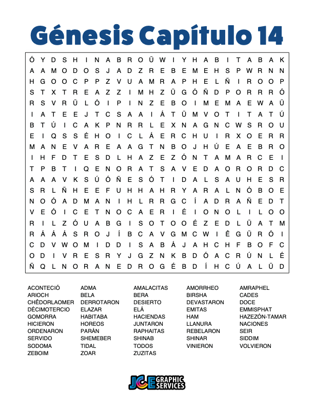 Sopa de Letras - Génesis Cápitulo 14