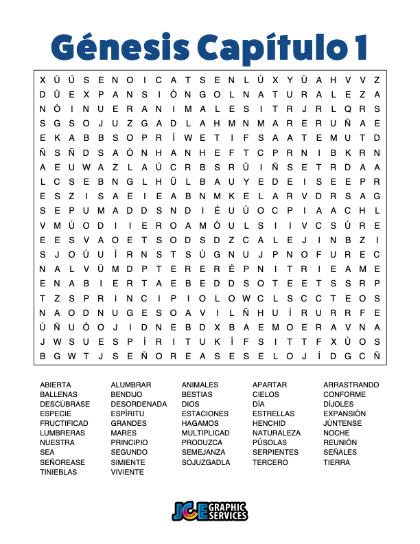 Sopa de Letras - Génesis Cápitulo 1