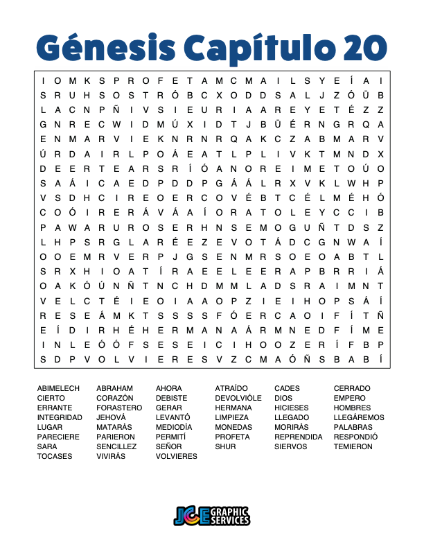 Sopa de Letras - Génesis Cápitulo 20