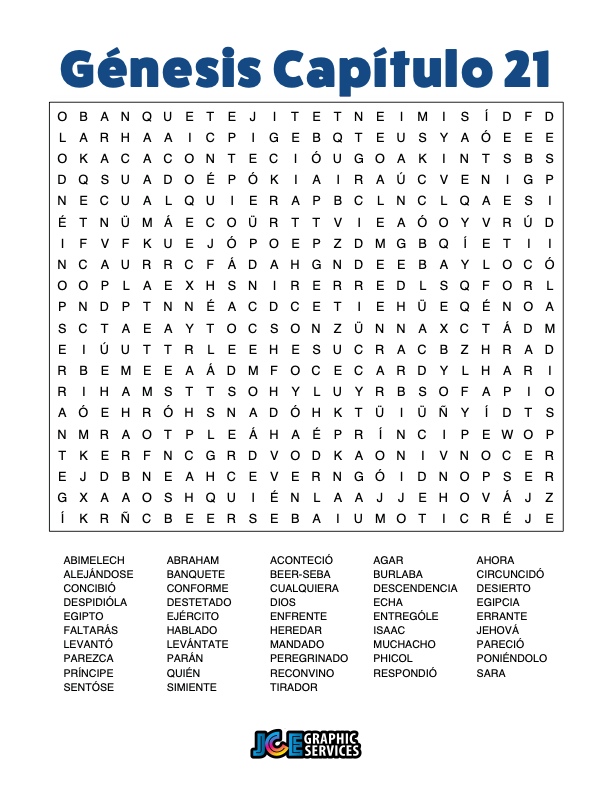 Sopa de Letras - Génesis Cápitulo 21