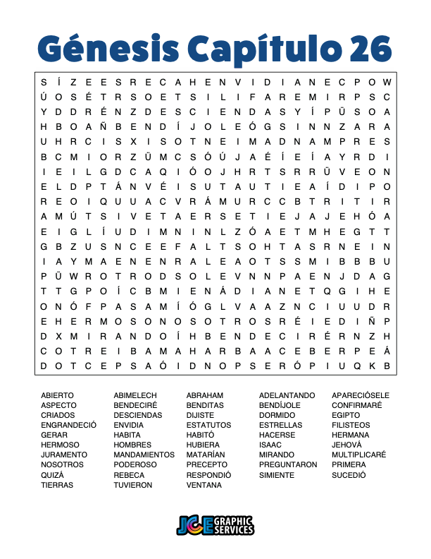 Sopa de Letras - Génesis Cápitulo 26