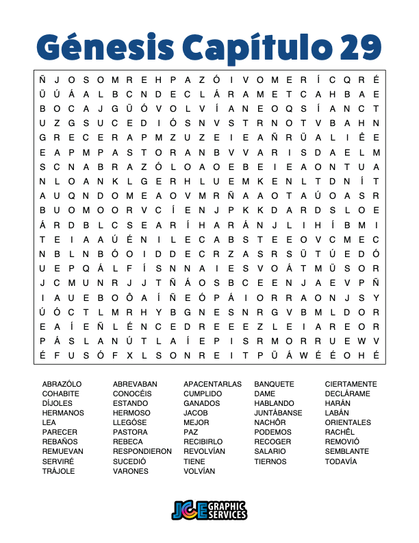 Sopa de Letras - Génesis Cápitulo 29