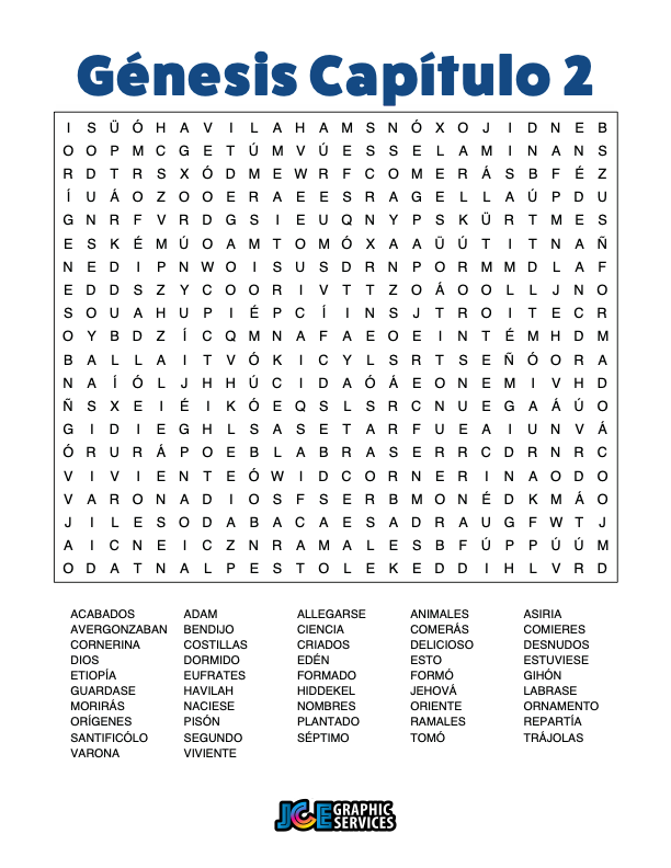 Sopa de Letras - Génesis Cápitulo 2