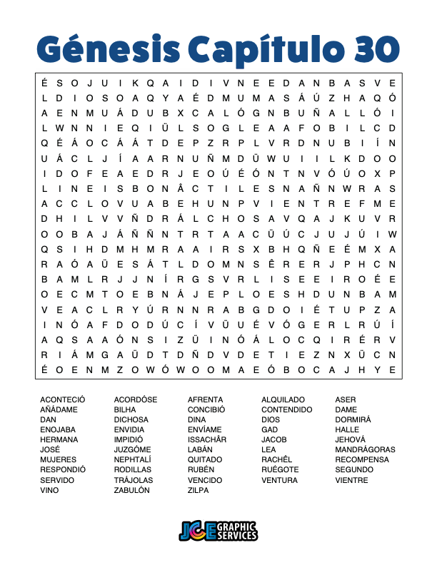 Sopa de Letras - Génesis Cápitulo 30