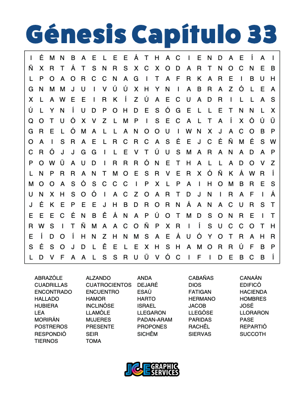 Sopa de Letras - Génesis Cápitulo 33
