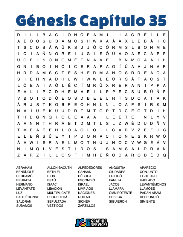 Sopa de Letras - Génesis Cápitulo 35