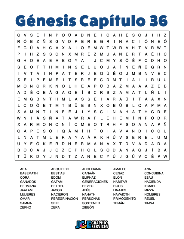 Sopa de Letras - Génesis Cápitulo 36