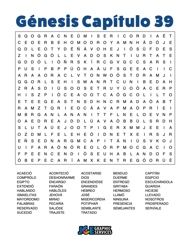 Sopa de Letras - Génesis Cápitulo 39