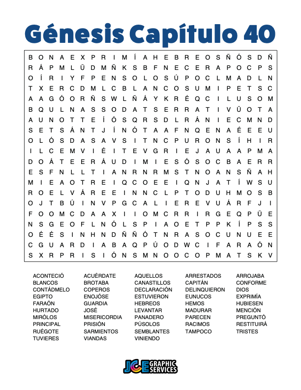 Sopa de Letras - Génesis Cápitulo 40