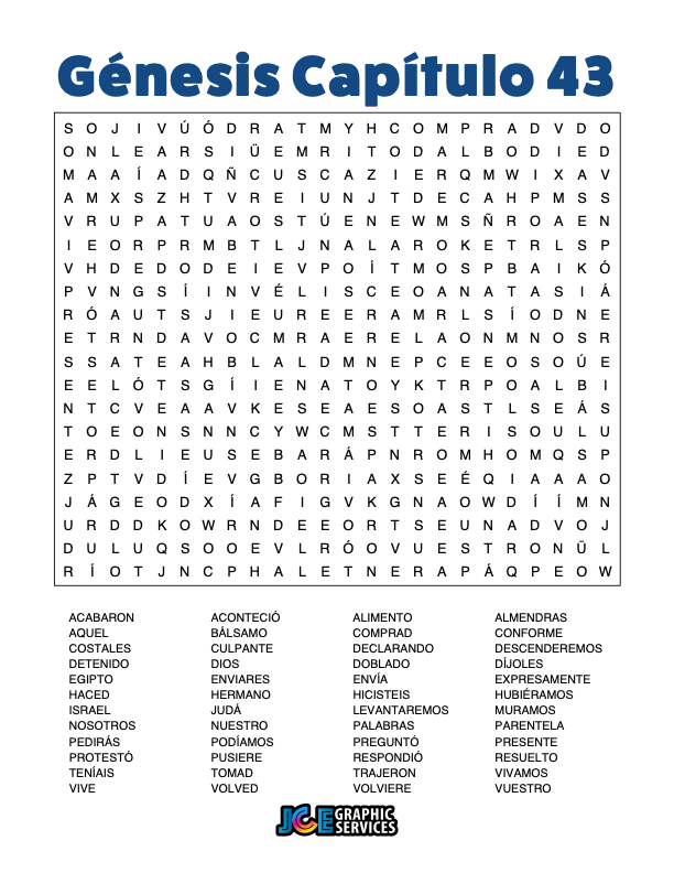 Sopa de Letras - Génesis Cápitulo 43