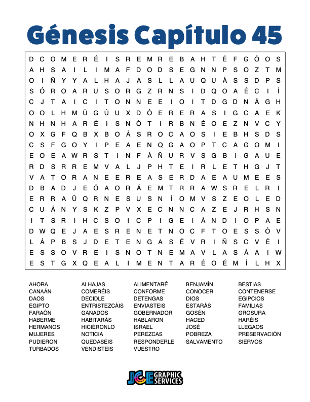 Sopa de Letras - Génesis Cápitulo 45