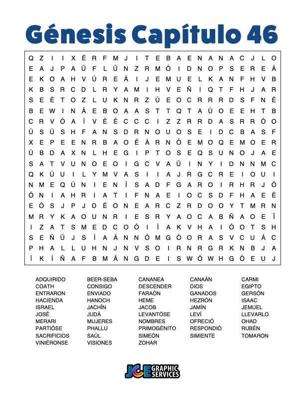 Sopa de Letras - Génesis Cápitulo 46