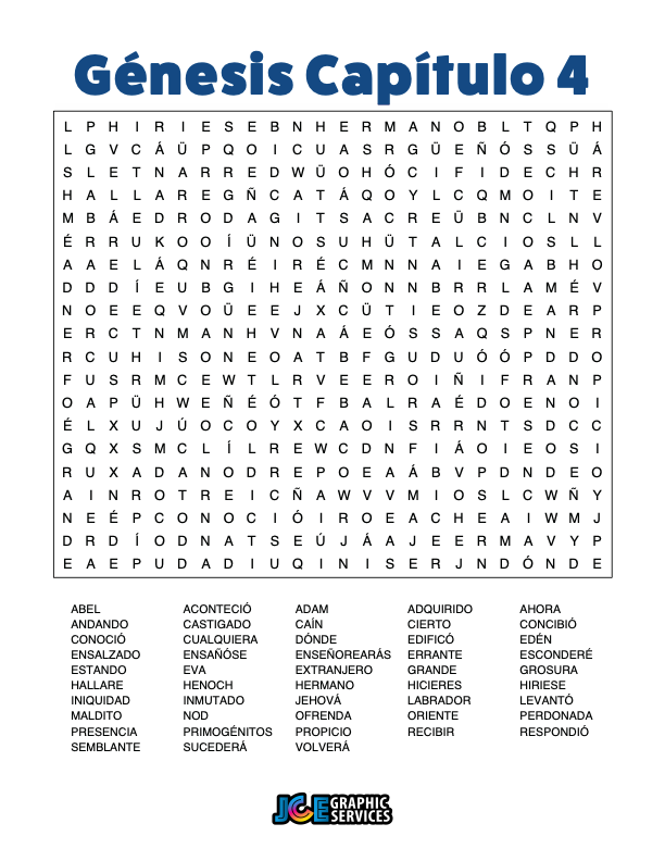 Sopa de Letras - Génesis Cápitulo 4
