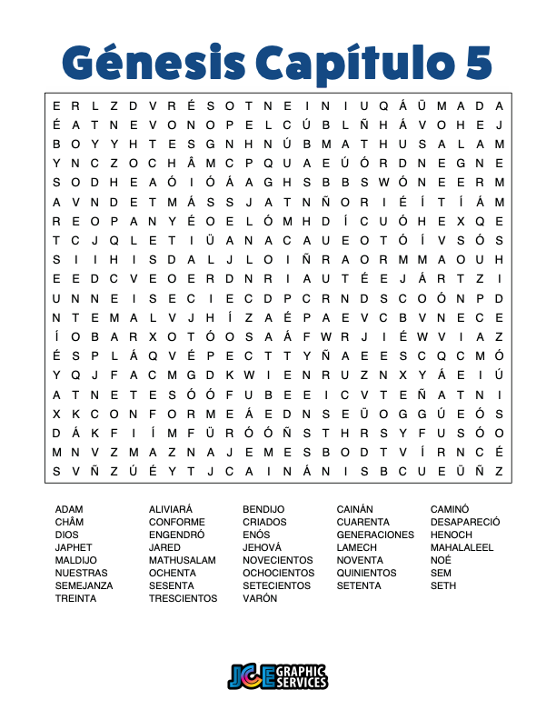 Sopa de Letras - Génesis Cápitulo 5
