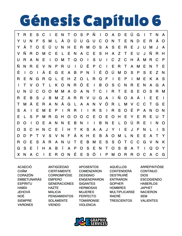 Sopa de Letras - Génesis Cápitulo 6
