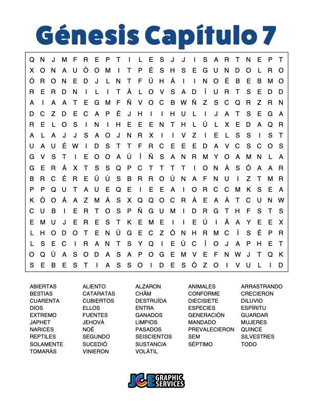Sopa de Letras - Génesis Cápitulo 7