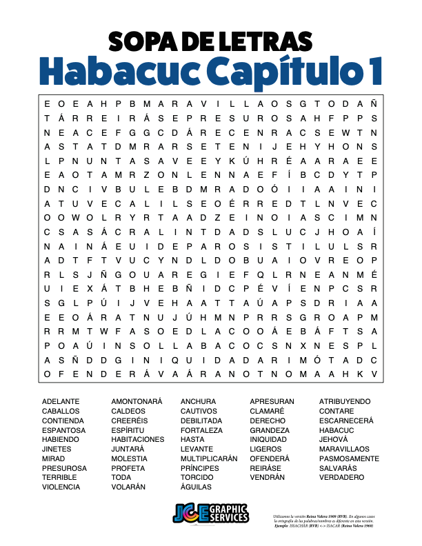 Sopa de Letras - Habacuc Cápitulo 1