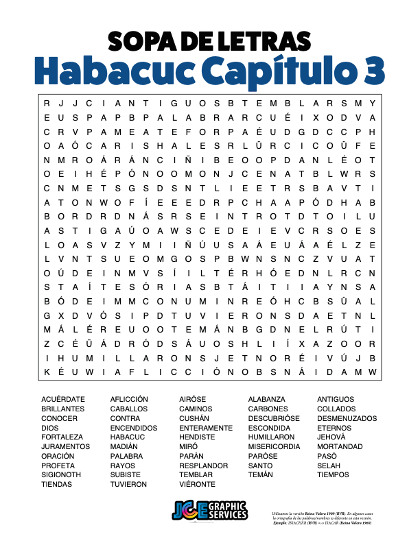 Sopa de Letras - Habacuc Cápitulo 3