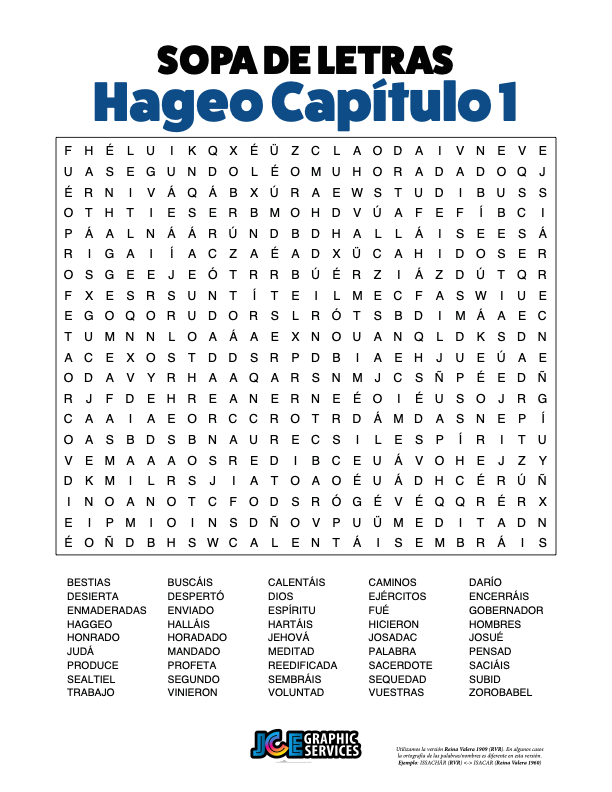 Sopa de Letras - Hageo Cápitulo 1
