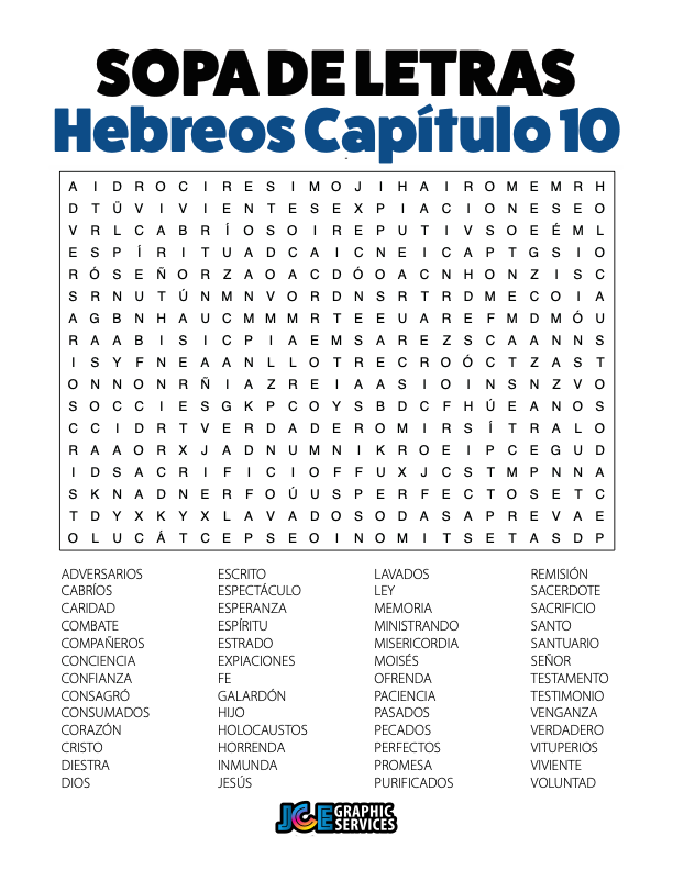 Sopa de Letras - Hebreos Cápitulo 10