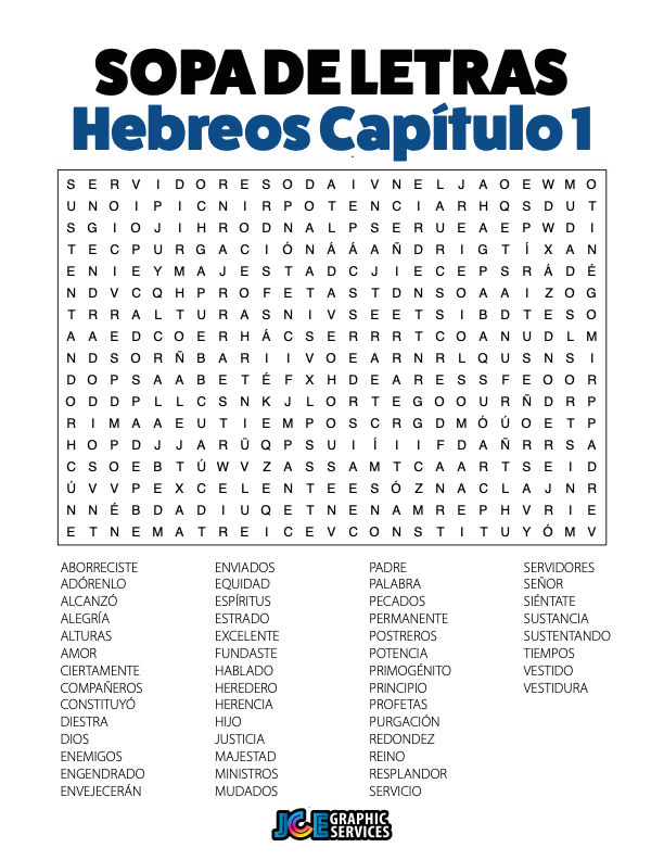 Sopa de Letras - Hebreos Cápitulo 1