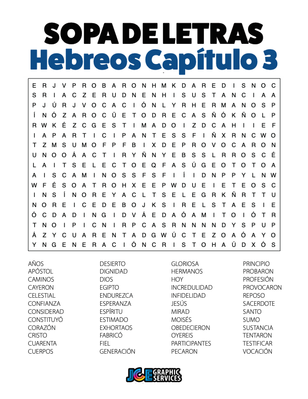 Sopa de Letras - Hebreos Cápitulo 3