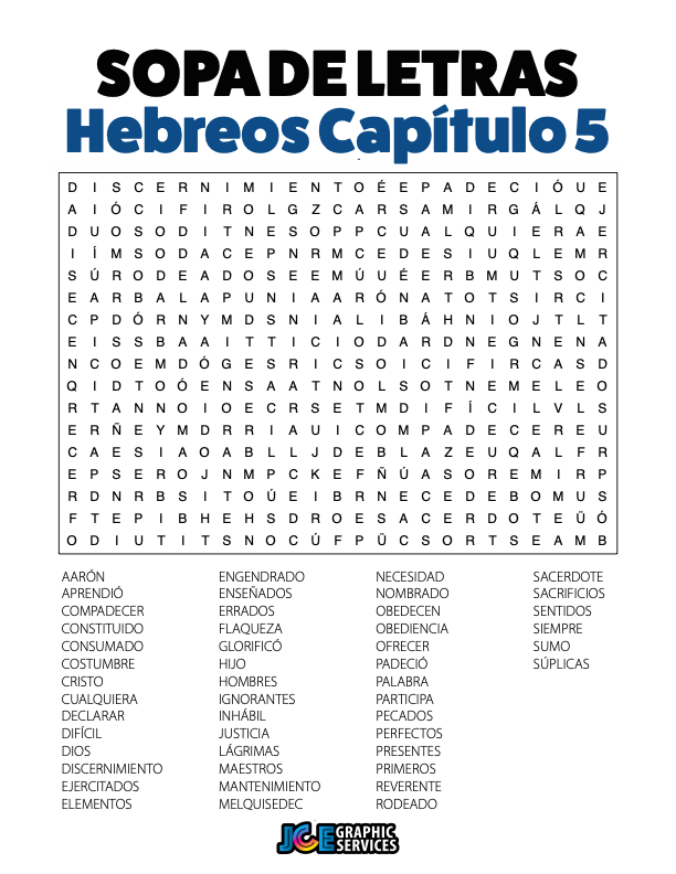 Sopa de Letras - Hebreos Cápitulo 5