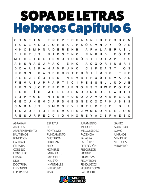 Sopa de Letras - Hebreos Cápitulo 6