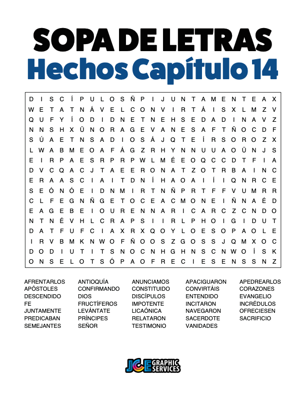 Sopa de Letras - Hechos Cápitulo 14