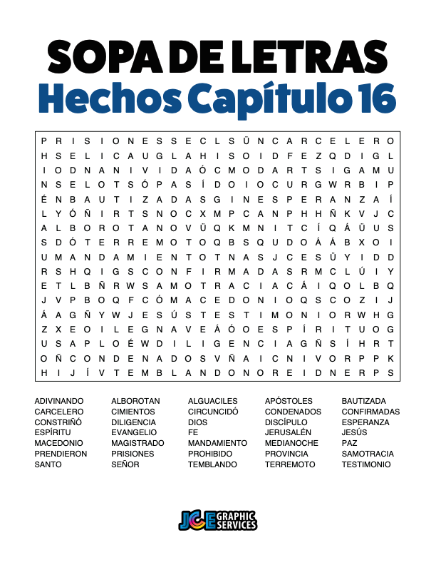 Sopa de Letras - Hechos Cápitulo 16