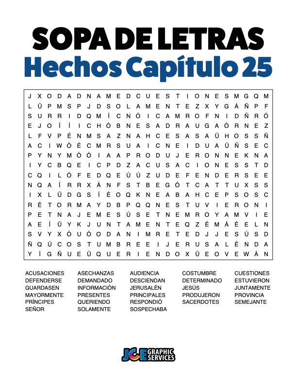 Sopa de Letras - Hechos Cápitulo 25