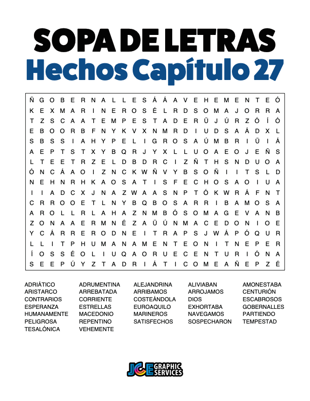 Sopa de Letras - Hechos Cápitulo 27