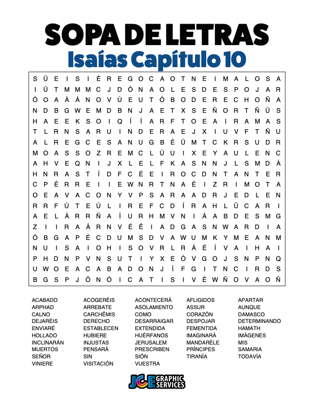 Sopa de Letras - Isaías Cápitulo 10