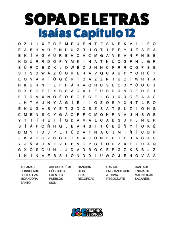 Sopa de Letras - Isaías Cápitulo 12