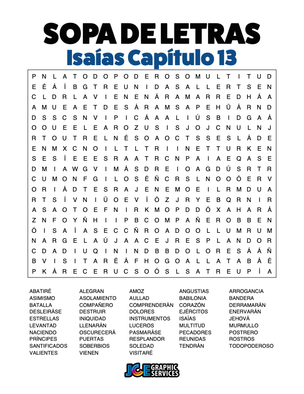Sopa de Letras - Isaías Cápitulo 13