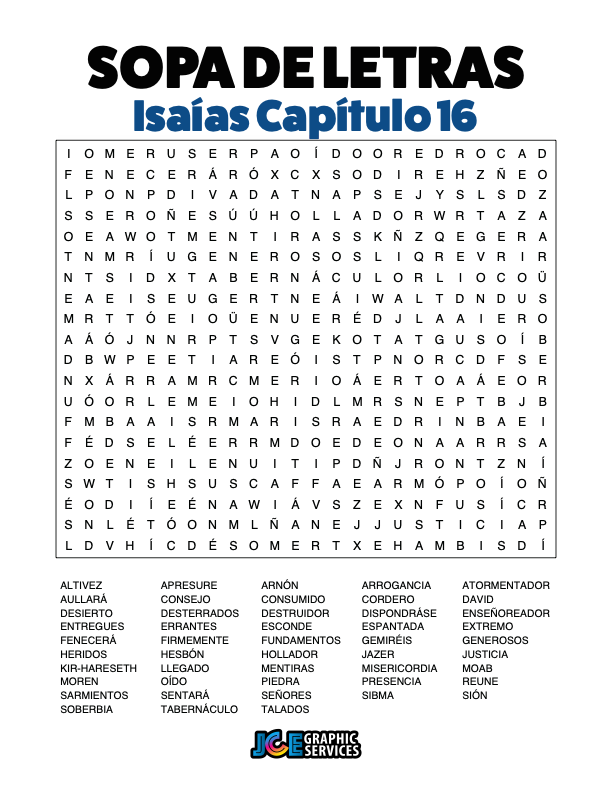 Sopa de Letras - Isaías Cápitulo 16